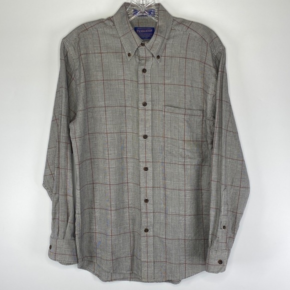 Pendleton Canterbury Cloth Pima Cotton Wool Plaid Button Down Shirt Small - Picture 1 of 6